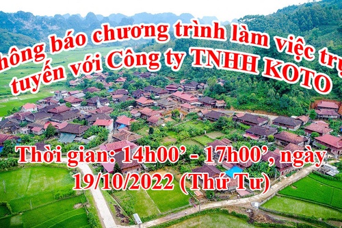 Thông báo chương trình làm việc trực tuyến với Công ty TNHH KOTO