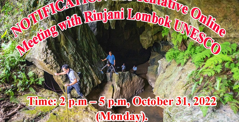 NOTIFICATION  The Tentative Online Meeting with Rinjani Lombok UNESCO Global Geopark Management Board, Indonesia