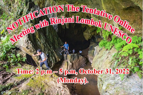 NOTIFICATION  The Tentative Online Meeting with Rinjani Lombok UNESCO Global Geopark Management Board, Indonesia