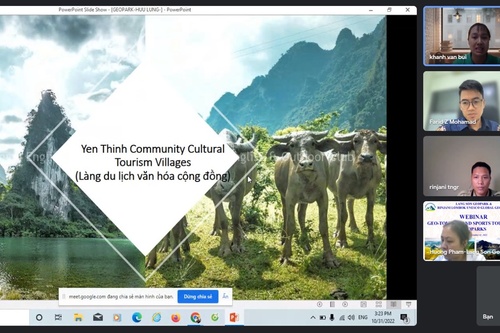 Online meeting with Rinjani Lombok UNESCO Global Geopark Management Board, Indonesia and Vietnam Sports and Entertainment Joint Stock Company